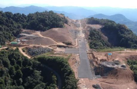 Aerial view of Lailenpi airstrip, Chin State