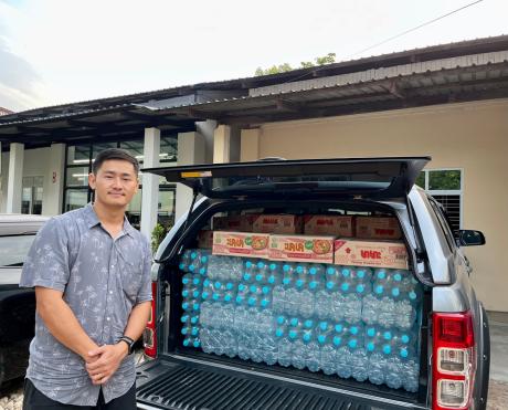 Deeram Khong with supplies